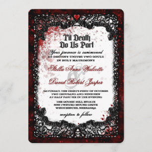 Blut Splattered Halloween-Hochzeit EMPFANGS-Info Einladung