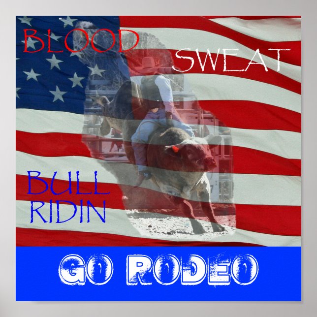 BLUT SWEAT BULL RIDIN, Go Rodeo Poster (Vorne)