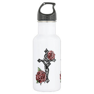 Blut und Rose kreuzen Edelstahlflasche