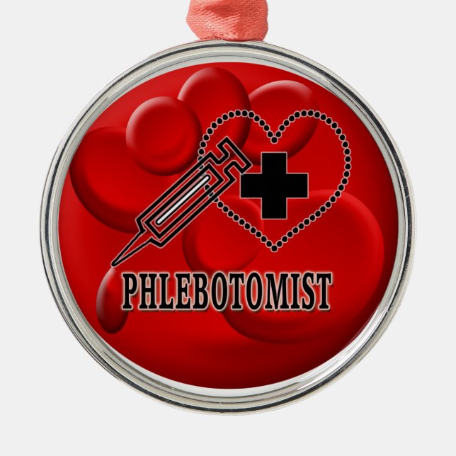 BLUT-VERZIERUNG PHLEBOTOMIST - VENIPUNCTURIST SILBERNES ORNAMENT (Vorne)
