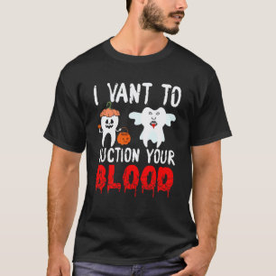 Blut Zähne Vampir Halloween Zahnmedizin Beruf De T-Shirt