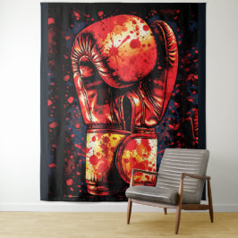 Blutbespritzte rote Boxhandschuhe Dramatische Kuns Wandteppich