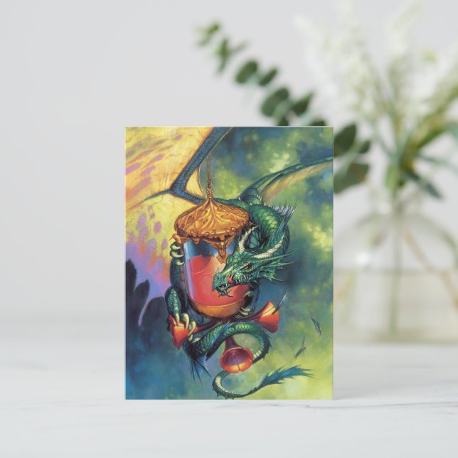 Blutdrachenpostkarte | Fierce Dragon Illustration Postkarte (Stehend Vorderseite)