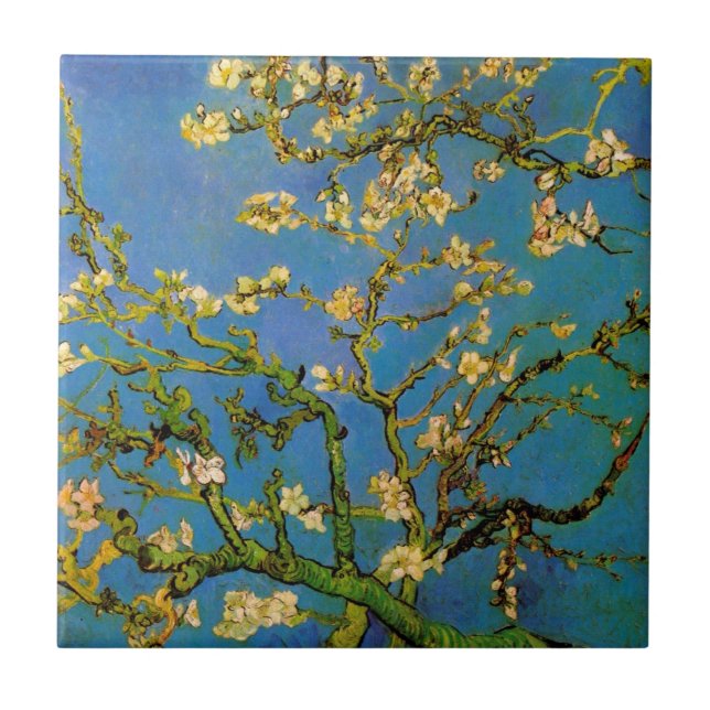 Blüte Almond Tree von Vincent van Gogh Fliese (Vorderseite)