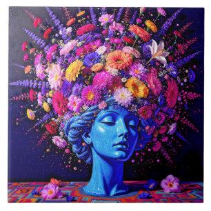"Blüte der Ewigkeit" – Ein farbenfrohes surrealist Fliese