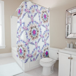 Blüte in Gipsstruktur, weicher Schatten auf Weiß Duschvorhang