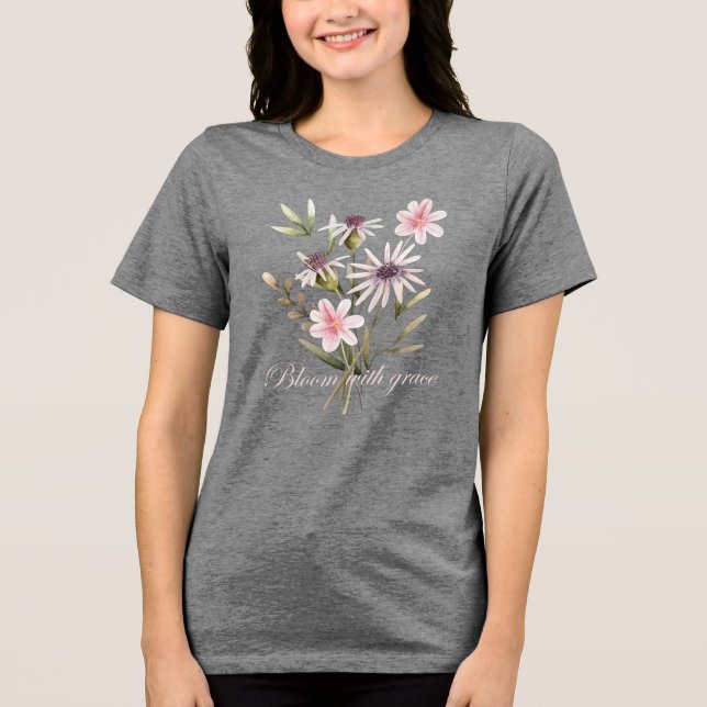 Blüte mit Grace Floral Tri-Blend Shirt (Vorderseite)