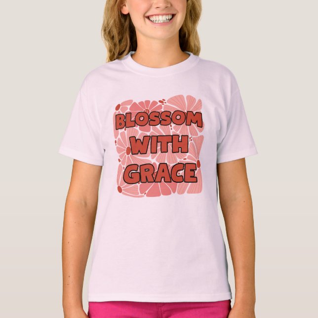 Blüte mit grau-rosa Wildblume T-Shirt (Vorderseite)