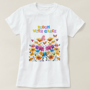 Blüte mit grauem T - Shirt