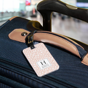 Blüte Pastell Leopard Print Monogram Gepäckanhänger