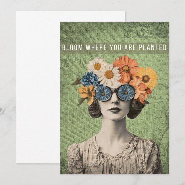 Blüte, wo die Frau der Surreal-Blume gepflanzt wur Karte (Vorne/Hinten)