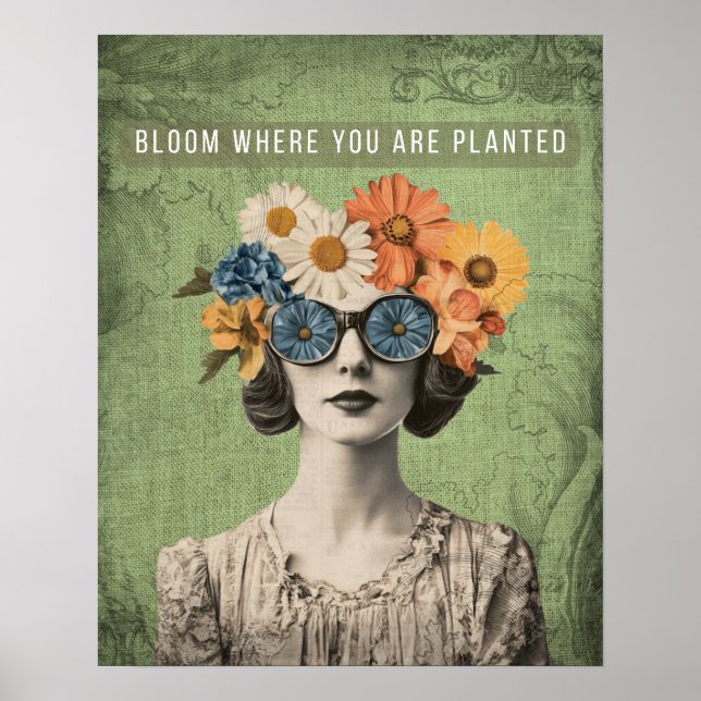 Blüte, wo die Frau der Surreal-Blume gepflanzt wur Poster (Vorne)