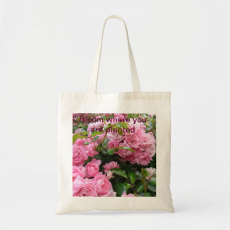 Blüte, wo Sie gepflanzte Rosen-Tasche sind Tragetasche