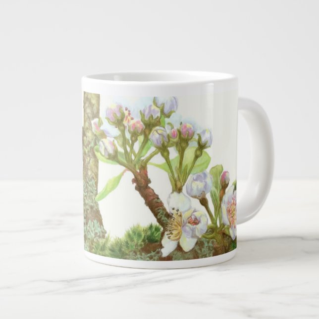 Blüten auf einem Ast, weiße Blüten Jumbo-Tasse (Vorderseite Rechts)