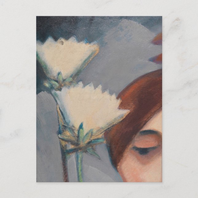 Bluten aund Weiblicher Kopf von Maetzel-Johannsen Postkarte (Vorderseite)