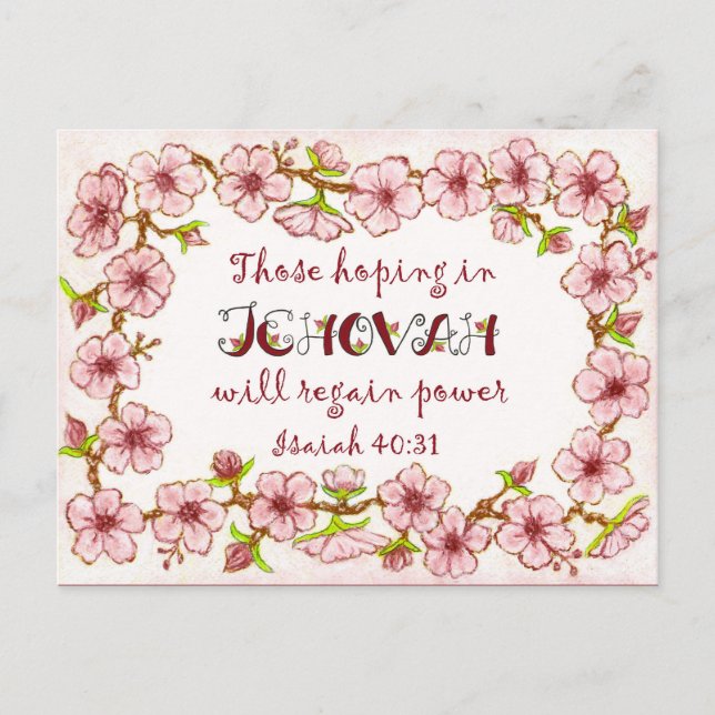 Blüten Border~Hoping in Jehovah~2018 Scripture Postkarte (Vorderseite)