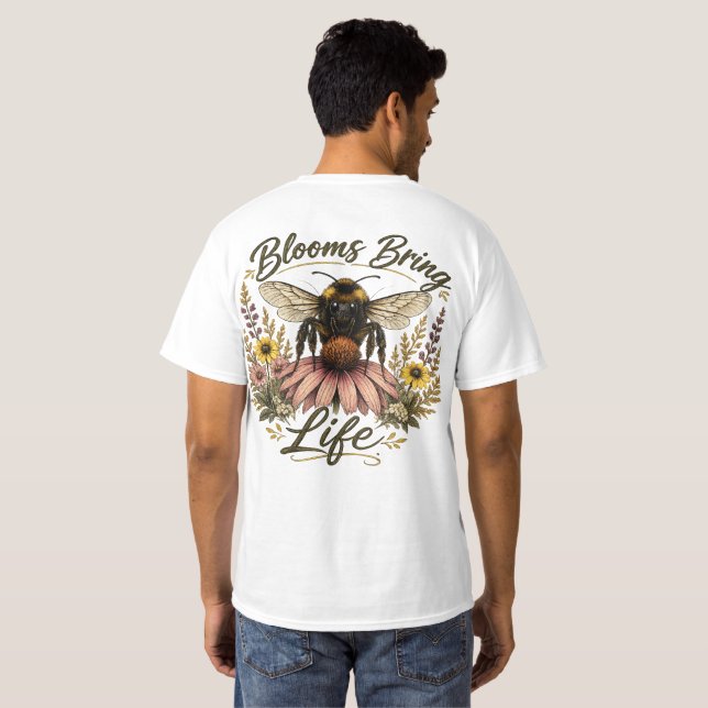 Blüten Bringen Leben T-Shirt (Schwarz voll)