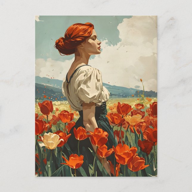 Blüten der Gnade: Vintage Tulip Beauty Postkarte (Vorderseite)