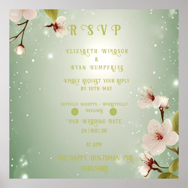 Blüten der Liebe" Einladung zur Hochzeit Poster (Vorne)