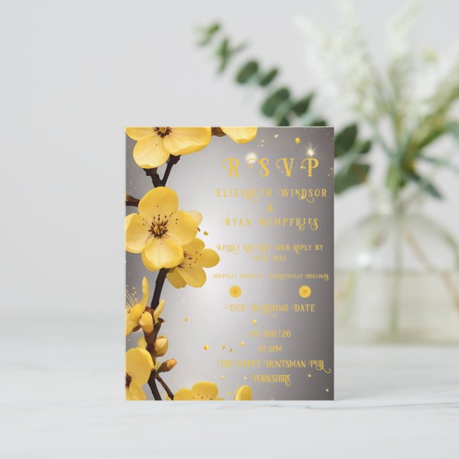 Blüten der Liebe" Einladung zur Hochzeit Postkarte (Stehend Vorderseite)