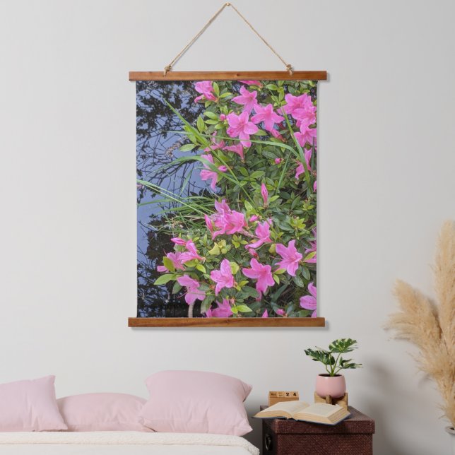 Blüten der rosa Azalee Wandteppich Mit Holzrahmen (Schlafzimmer)