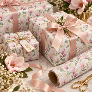 Blüten der rosa Magnolie Geschenkpapier