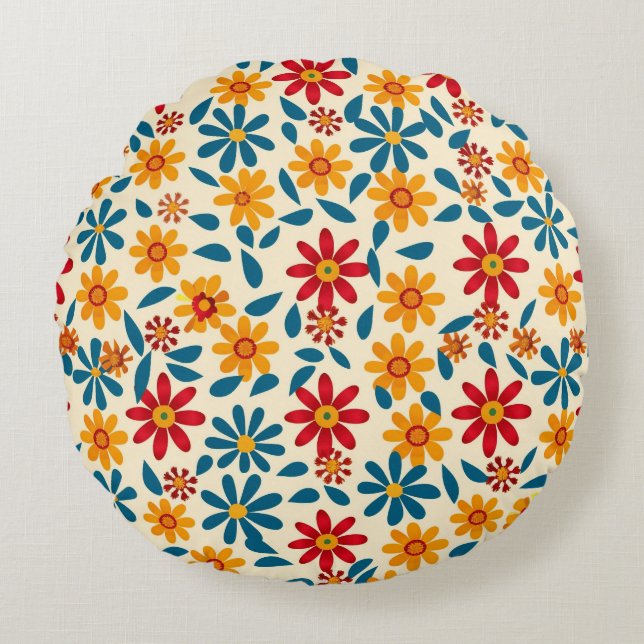 Blüten des Joy Round Pillow Rundes Kissen (Vorderseite)
