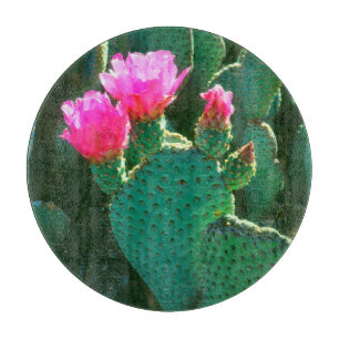 Blüten des Kaktus 'Beavertail' Schneidebrett