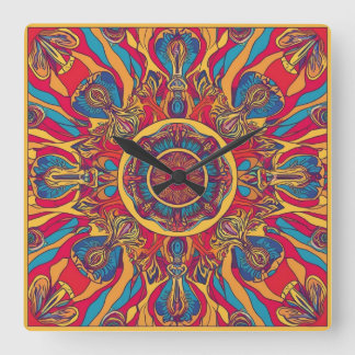 Blüten entfalten quadratische wanduhr