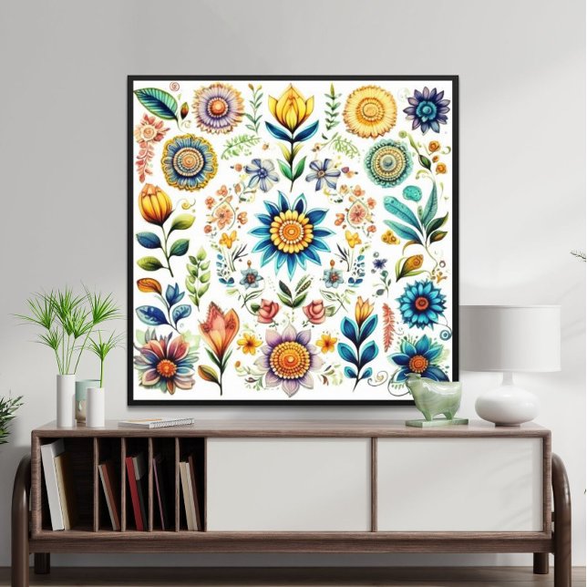 Blüten farbenfroher Wasserfarben-Blume Poster (Von Creator hochgeladen)