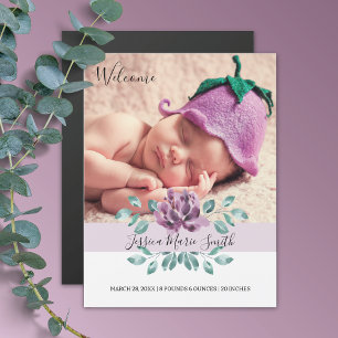 Blüten Florales Baby Magnetisches Geburtsankündigu Magneteinladung