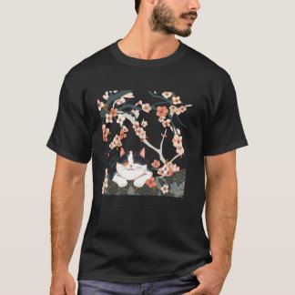 Blüten-Florales-Kätzchen-Liebhaber Japanische Kuns T-Shirt