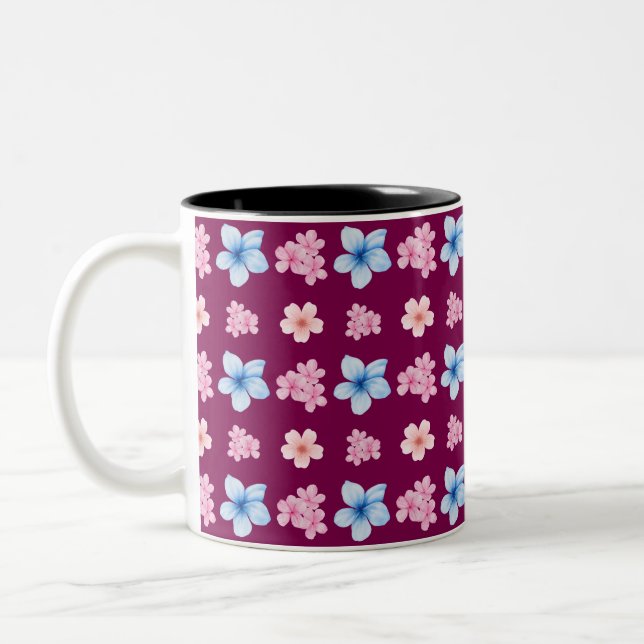 Blüten Harmonie Freude Zweifarbige Tasse (Links)