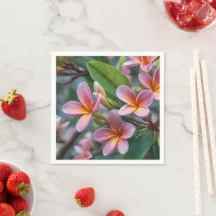**"Blüten im Blut: Rosa Frangipani Blume Tree Serviette
