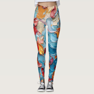 Blüten in Bewegung – Expressiver abstrakter Floral Leggings