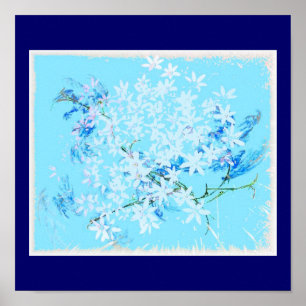 Blüten in Blau Poster