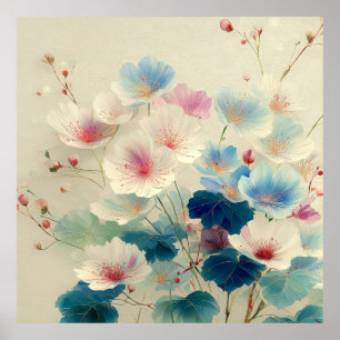 Blüten in Blüte – Sanfte Pastell-Botanikkunst #1 Poster
