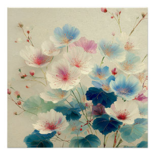 Blüten in Blüte – Sanfte Pastell-Botanikkunst #1 Poster