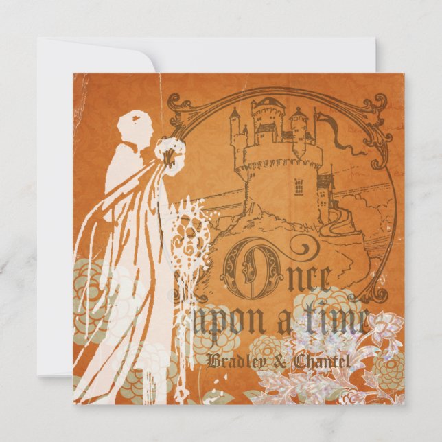 Blüten in Orange einmal auf eine Hochzeit Einladun Einladung (Vorderseite)