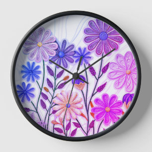 Blüten in Papier & Faden: 3D-gequillte Wildblumen Uhr