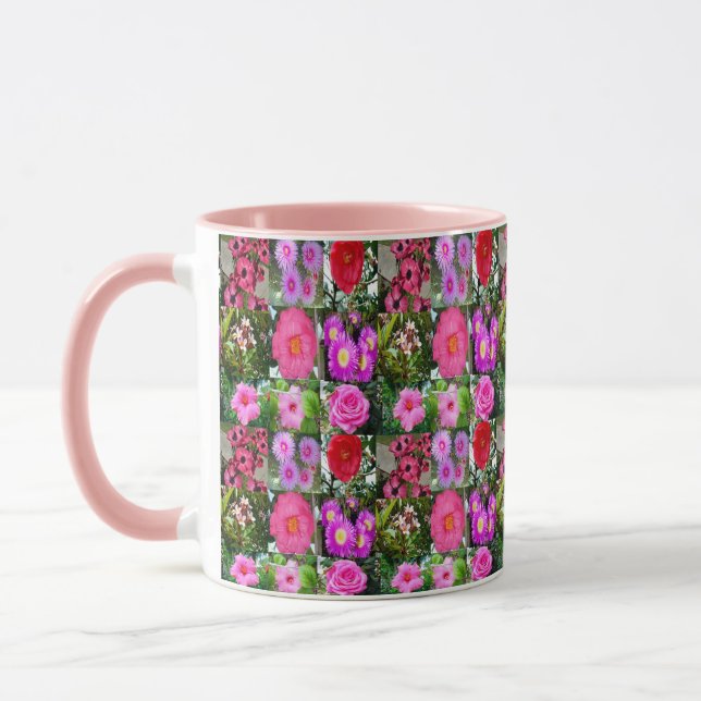 "Blüten in Rosa: Eine Blumenkolonne" Tasse (Links)
