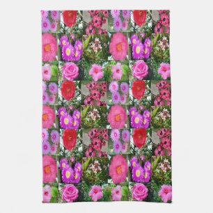"Blüten in Rosa: Eine florale Fotocollage" Geschirrtuch