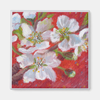 Blüten in Rot mit weißer Grenze Magnet