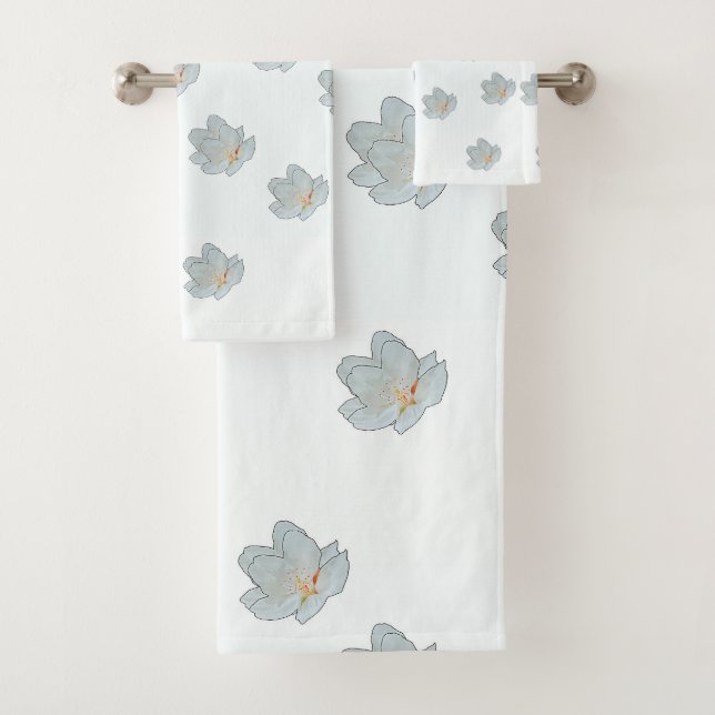 Blüten in Weiß Badhandtuch Set (Insitu)