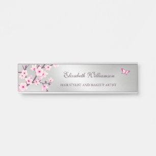 Blüten-Kirschblüten-Rosa-Grau-Büro Türschild