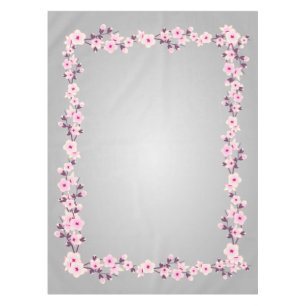 Blüten-Kirschblüten-Rosa-Graue Tischdecke