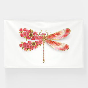 Blüten-Libelle mit Schmuck Sakura Banner