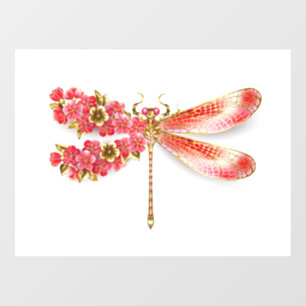 Blüten-Libelle mit Schmuck Sakura Fensteraufkleber