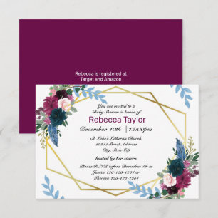 Blüten-Modell Plum -3x5 Baby Shower Einladung