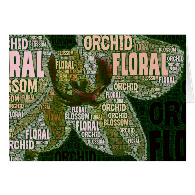 Blüten-Orchis-Blüten-Wortwolke (Vorderseite (Horizontal))